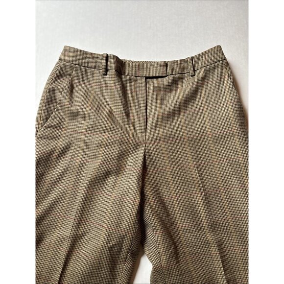 346 Brooks Brothers Ladies Tan Plaid Wool Lined Dress Pants Size 10 - Picture 2 of 6